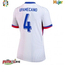 Camiseta Francia Dayot Upamecano #4 Visitante Equipación para mujer Eurocopa 2024 manga corta